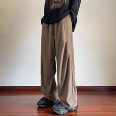 NANSSE灯芯绒裤子男士秋冬季新款加绒加厚潮牌宽松直筒休闲裤，男装休闲裤，星座1013