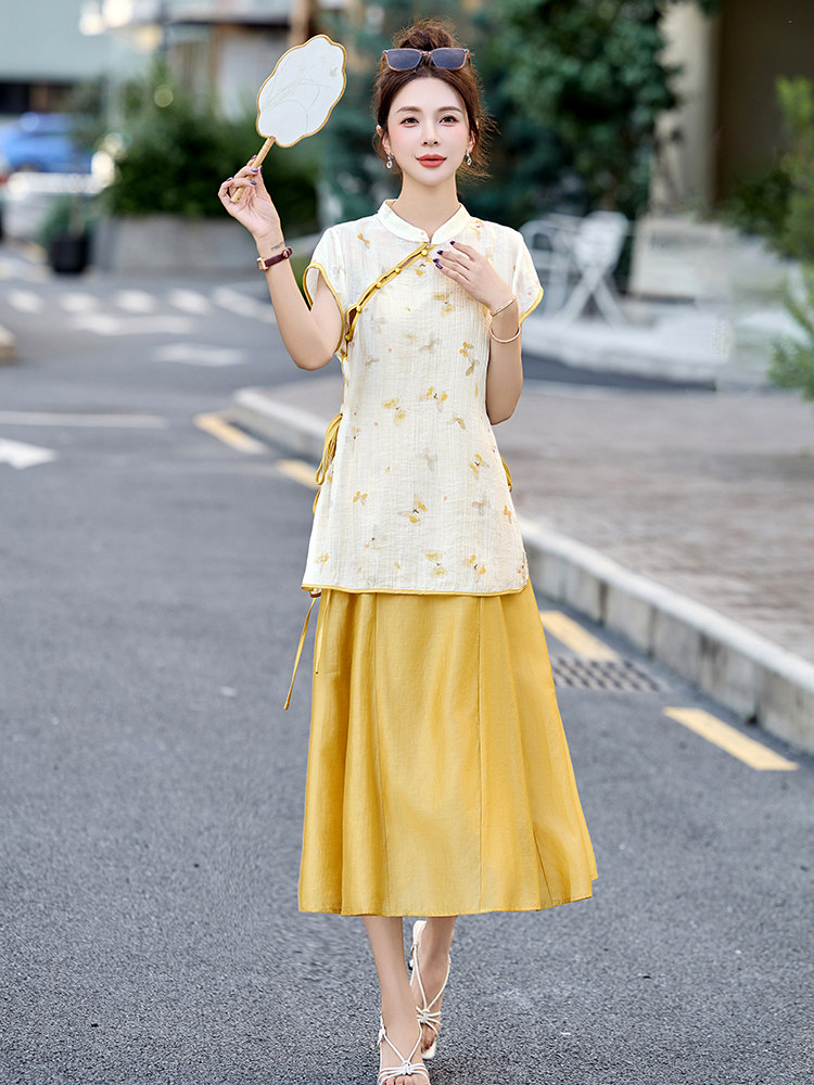 新中式复古短袖旗袍连衣裙女欧洲站2025夏季新款时尚潮,女装连衣裙,衣之秀