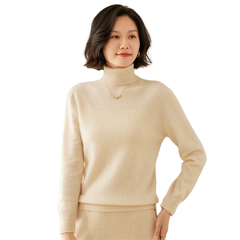 秋冬内搭精纺羊毛衫女半高领套头针织打底衫2024新款软糯薄款毛衣,女装羊毛衫,蚂蚁派对工厂直营店