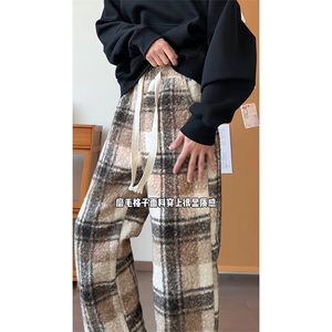 宽松版型潮搭出街休闲裤格子撞色松弛感复古长裤K691P45控78图片