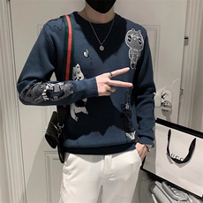 毛衣男潮流卡通熊毛衣MS220P40，男装针织衫/毛衣，星座1116-2
