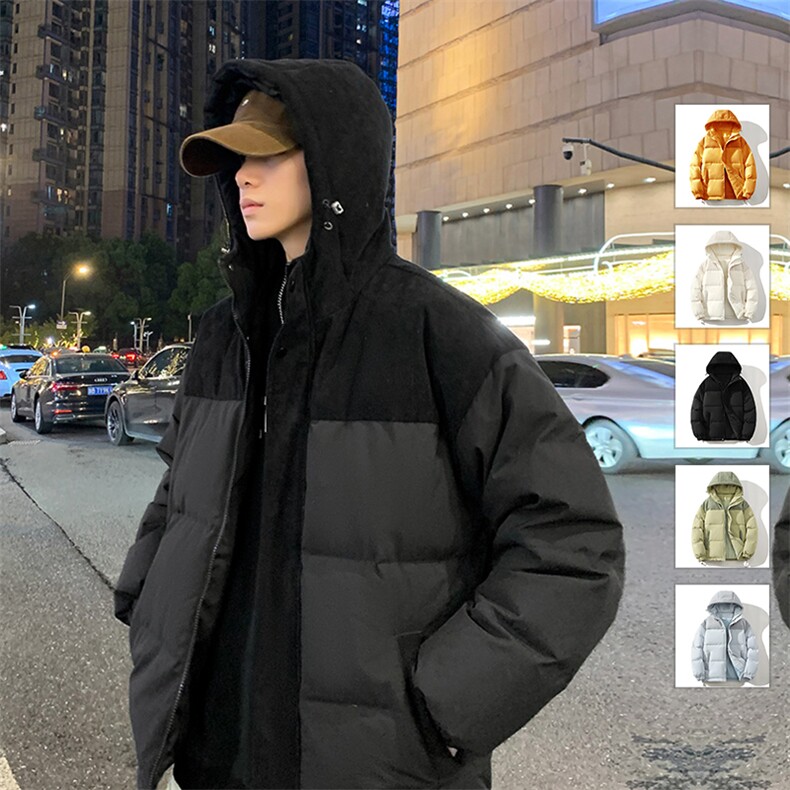 轻薄羽绒服男冬季新款加厚保暖拼接连帽情侣面包服YR9008-P130图片