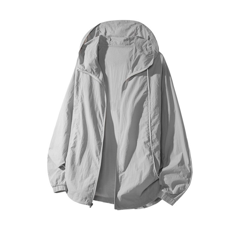 灰色冰丝速干反光条防晒衣男夏季UPF50+轻薄透气外套防紫外线衣服,男装夹克,电商A022