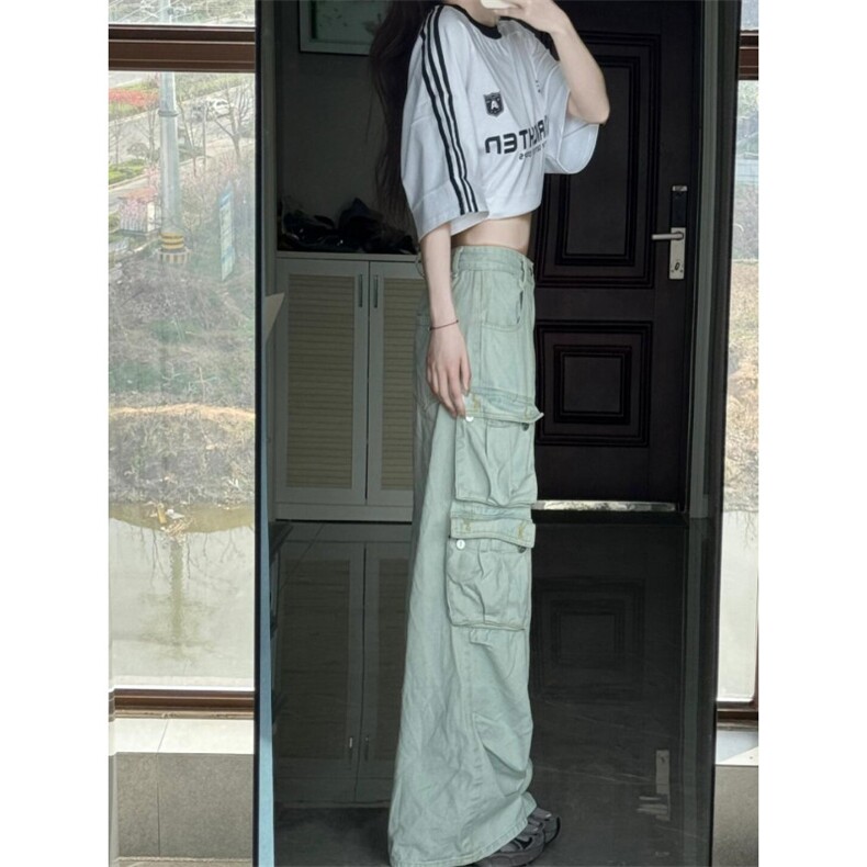 【有货】浅蓝色多口袋工装牛仔裤男款宽松美式裤子K8034LL-特P56,男装牛仔裤,星座1007（原301D）