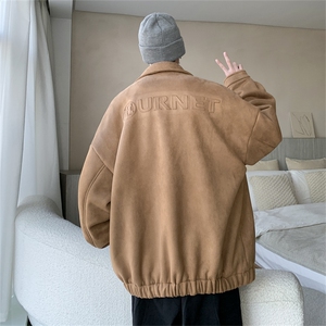 特P75控128 24/秋季重磅鹿皮绒美式字母钢印翻领夹克外套JK2301图片