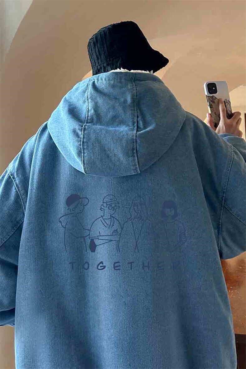 控价158牛仔外套男大码加厚加绒棉衣男羊羔毛棉服男NM53191-P140,男装棉衣,电商A040