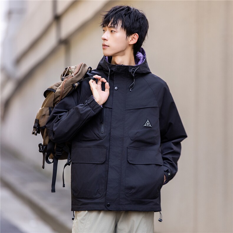 2025新款派克服工装连帽三防外套双面穿休闲夹克F0926-P100控199,男装夹克,电商D215