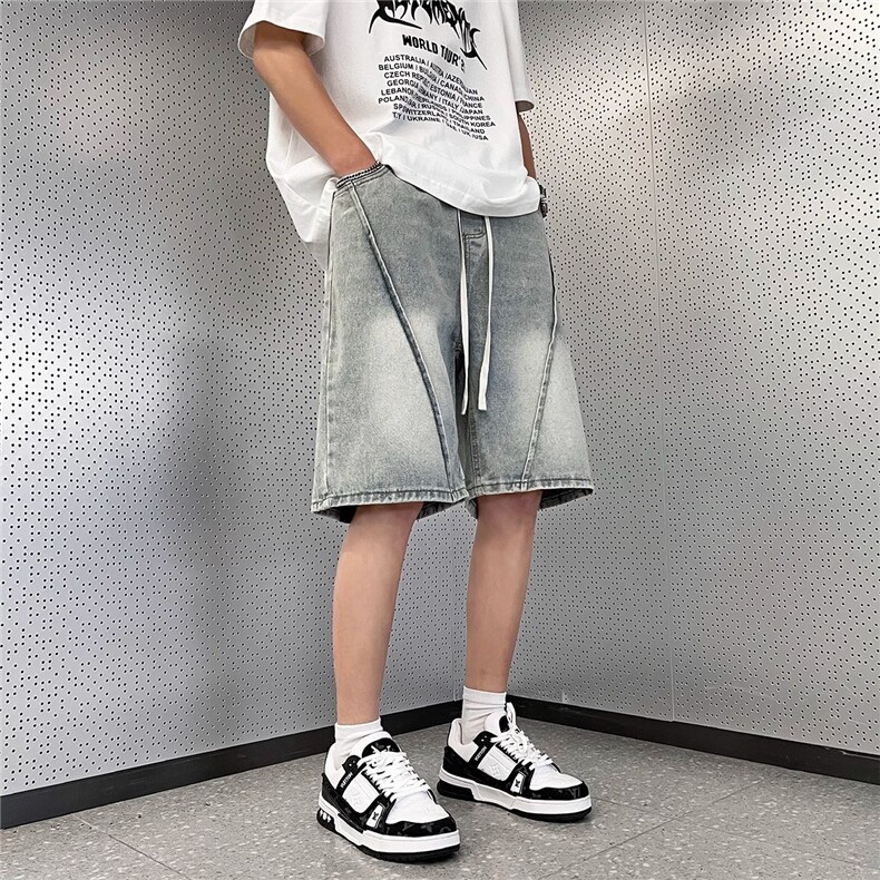 潮流牛仔裤破洞新款男夏季时尚水洗日系五分裤LA507-P38,男装牛仔裤,星座208-5