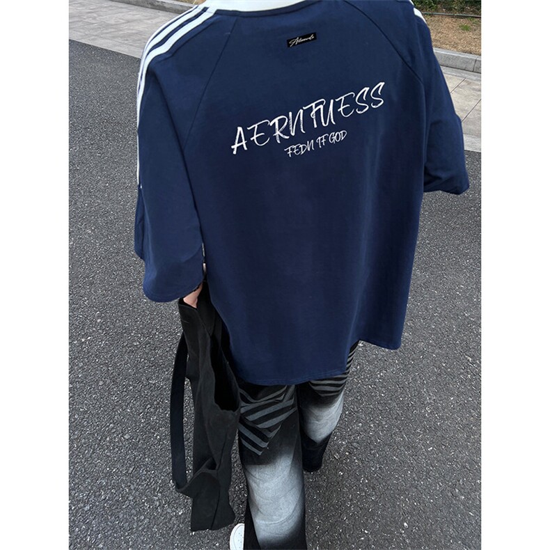 可48小时发货支持抖音得物来样二开重磅美式高街纯棉织带短袖T恤,男装T恤,电商A486-1