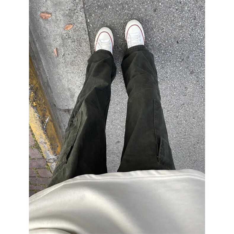 GZK112LL-特P55cleanfit军绿色工装裤男款宽松直筒阔腿裤,男装休闲裤,星座1007（原301D）