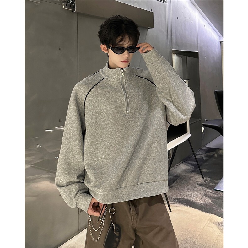 新款线条感立领层次感休闲秋冬款卫衣 打底潮流 特P45加绒特P55图片