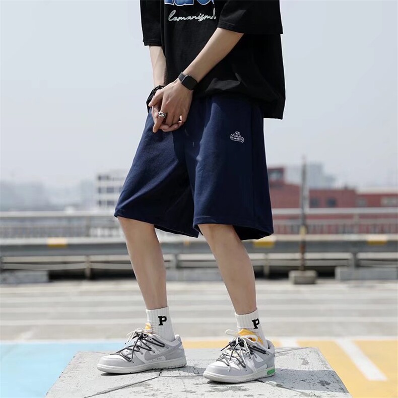 日系复古简约刺绣运动短裤男潮牌街头宽松情侣百搭五分裤DK09P28,男装休闲裤,星座1116-2
