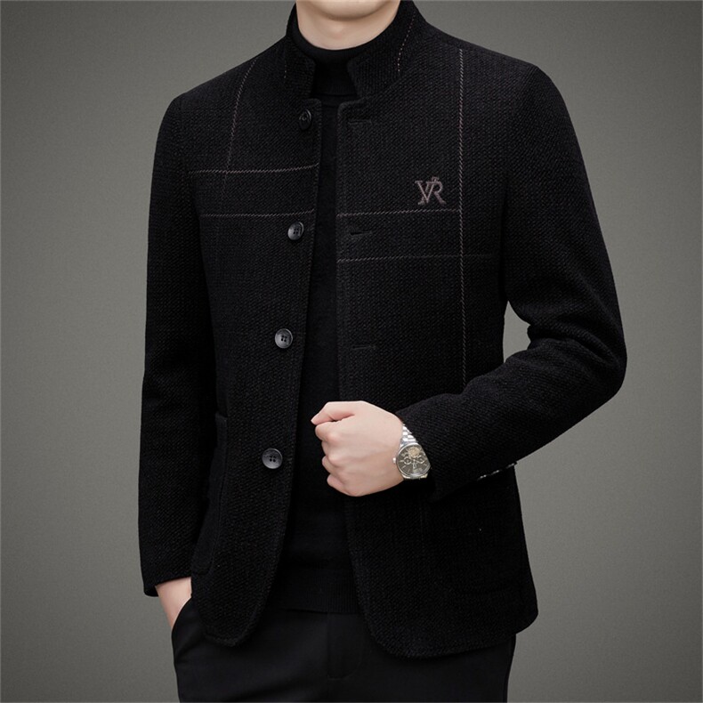 男士立领羽绒服2023冬季新款商务休闲中年爸爸装上衣加厚保暖外套,男装羽绒服,电商B212（原钱塘6029）