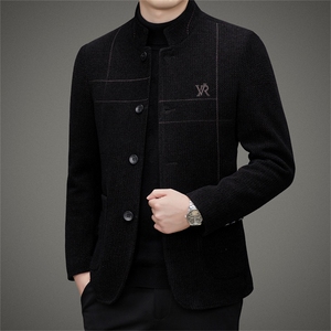 男士立领羽绒服2023冬季新款商务休闲中年爸爸装上衣加厚保暖外套