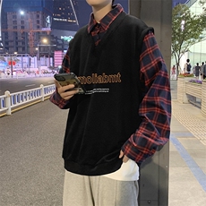 2021假两件格子男装秋拼接polo领卫衣上衣服外套现货W385-P42，男装卫衣，星座512-2