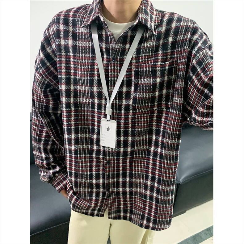 现货~磨毛加厚格子大码长袖衬衫C5893/特P25红色2,男装衬衫,电商A094