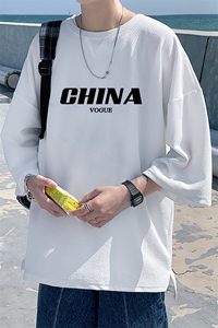 Q11001-P30 春夏季七分袖t恤男大码五分袖男短袖中袖图片