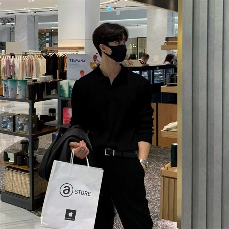 得物品质秋款男POLO领毛衣单排扣针织衫条纹休闲外套M509P52,男装Polo衫,星座1013-1