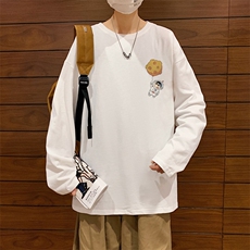 CX01-P25大码长袖t恤男秋季新款打底衫男港风圆领卫衣男，男装T恤，电商B367