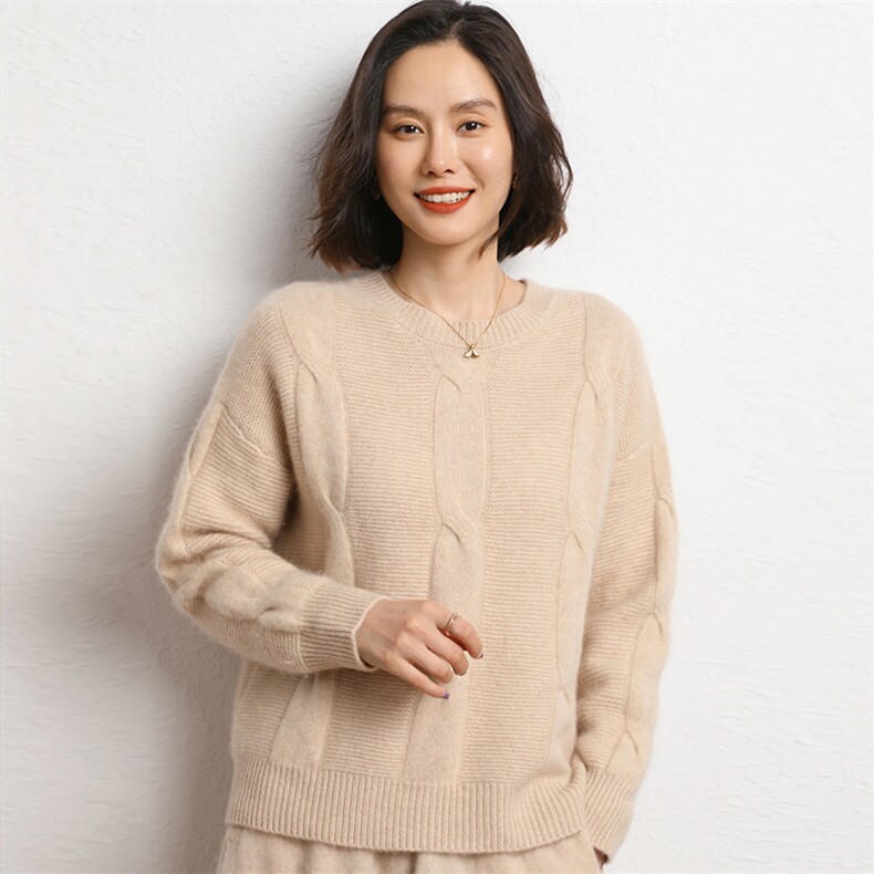 软糯山羊绒秋冬显瘦圆领女打底衫保暖长袖套头,女装羊绒衫,五色羊羊绒
