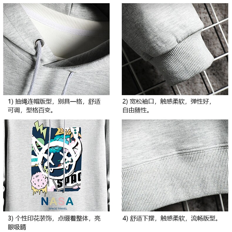 纯棉连帽卫衣男大码运动帽衫宽松薄网格WY2275-P35,男装卫衣,电商A040A