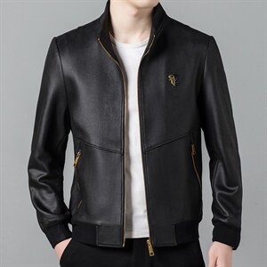 2021青年男商务休闲基皮夹克衫中年立领新款外套男ASDF8813-P230，男装夹克，电商B212（原钱塘6029）