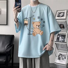 HT73194-P22华夫格t恤男短袖男大码五分袖大皂风，男装T恤，电商A040