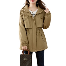 加绒加厚保暖派克服外套女秋冬2025新款收腰显瘦宽松休闲连帽棉衣，女装棉衣/棉服，沐七七