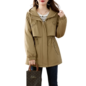 加绒加厚保暖派克服外套女秋冬2025新款收腰显瘦宽松休闲连帽棉衣图片