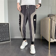 秋冬季新款休闲裤男潮流拼接撞色灯芯绒束脚裤网红同款宽松哈伦裤，男装休闲裤，电商A327
