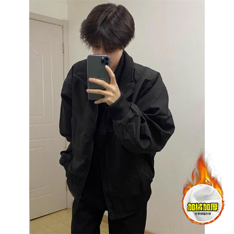 现货冬季美拉德立领飞行夹克廓形高街棒球服加棉加厚棉衣外套,男装夹克,电商A486-1