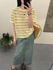 2026年夏季韩系小花园竹节麻圆领短袖，女装T恤，臻纶羊绒