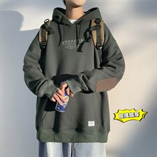2021冬季新港风白墙大码男女贴布印花加绒加厚连帽卫衣W5201-P50，男装卫衣，电商A001
