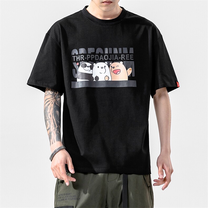 2021夏季新无影墙日系大码男已注册卡通印花短袖港风T恤T1052-P25图片