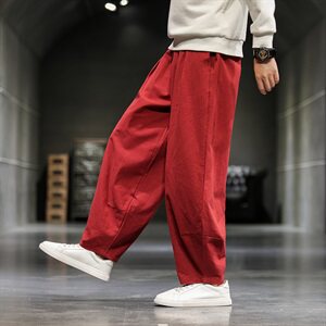 秋季新款风棉麻阔腿裤休闲裤哈伦裤男大码长裤子潮801/特,女孩面试穿衣搭配图片秋天图片