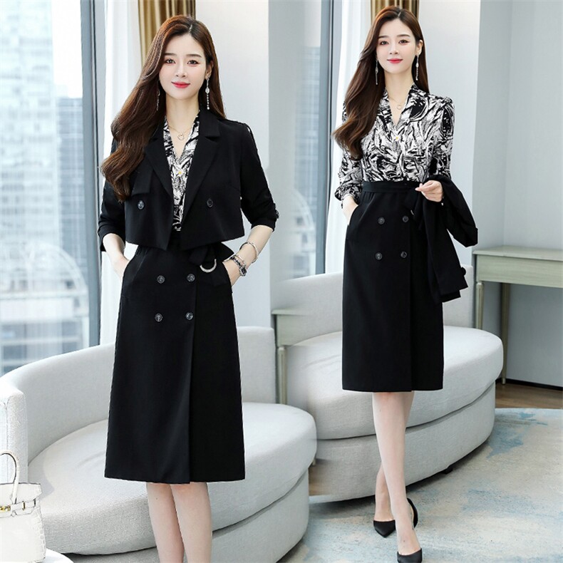 2023年春季时尚简约大方气质优雅收腰显瘦休闲修身两件套，女装套装/套裙，江南富贵女
