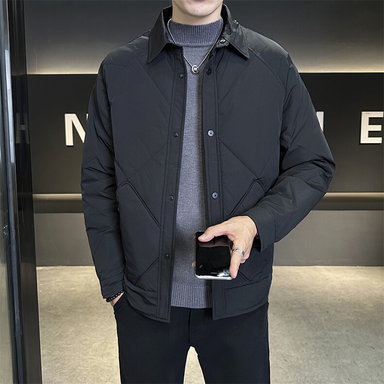 翻领轻薄羽绒服夹克男棱角设计休闲外套上衣DS-A329-S2607-P135,男装羽绒服,电商A329