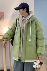 冬季新款男纯色假两件连帽港风棉衣M062-P70控158，男装棉衣，星座717