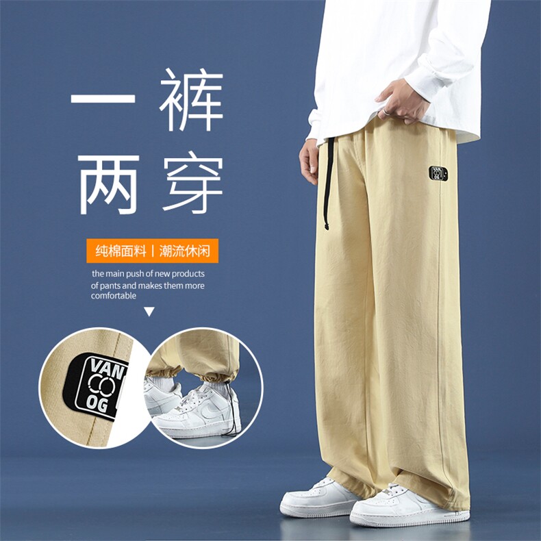 纯棉休闲裤男美式复古百搭时尚小直筒春秋季K667特批41图片