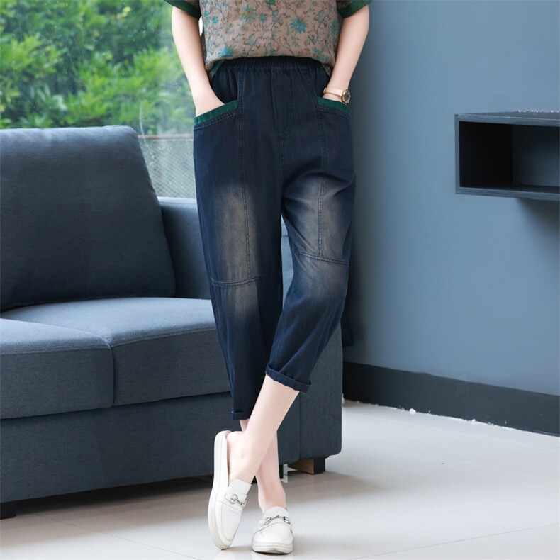 牛仔裤子显瘦显瘦2023年夏季新款潮韩版休闲百搭纯棉七分裤子宽松，女装休闲裤，简韵佳