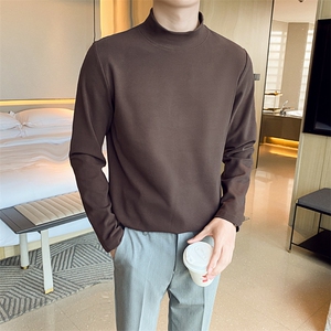 双面绒男保暖卫衣打底衫上衣体恤半高领德绒  T617- P35图片