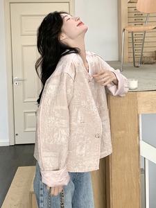 粉色新中式国风外套女2025春季新款超好看减龄小个子休闲短款上衣图片