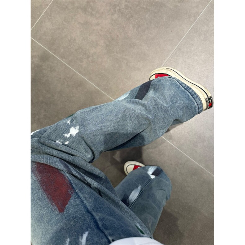 【网图】复古蓝泼墨破洞牛仔裤男款夏季美式vibe裤子KNZ01WW-P48,男装牛仔裤,星座1007（原301D）