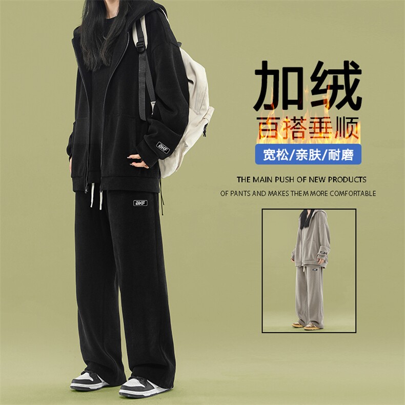 加绒宽松直筒加厚休闲条绒运动套装SJT861-特批176加绒特批206,男装休闲套装,星座718