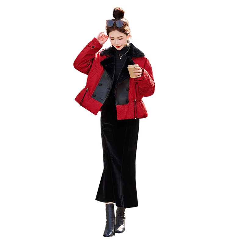 大货已出，2025新款冬装短款加厚羽绒服90%白鸭绒拼接皮毛一体,女装羽绒服,依万里