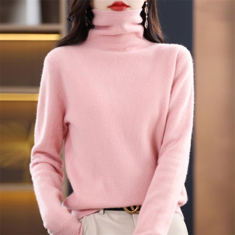 反季清仓秋冬堆堆领纯貂绒毛衣女套高领针织衫加厚大码打底衫,女装羊毛衫,大美人高端店