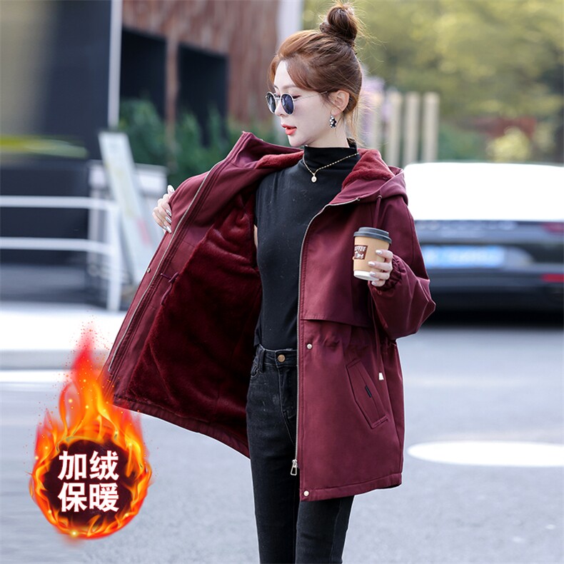 经典不过时大码显瘦加绒加厚中长款派克服外套，女装棉衣/棉服，妃曼