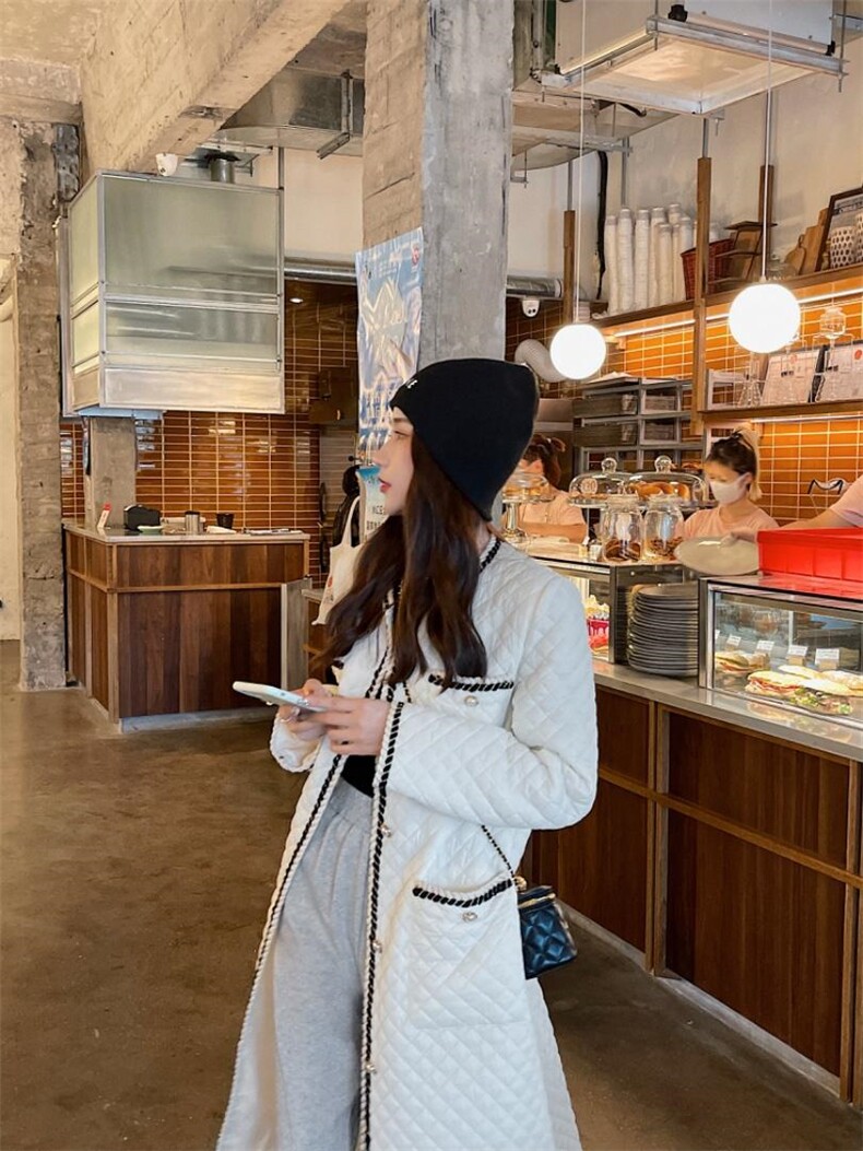 洋气小香风格纹衣压缩保暖服外套，女装棉衣/棉服，M.W 嫚维