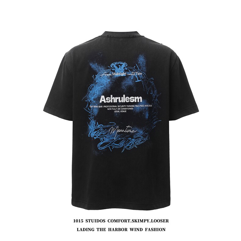 2026春夏季新款美式设计感情侣短袖T恤潮牌半袖1015-T609-P68，男装T恤，四季星座1015