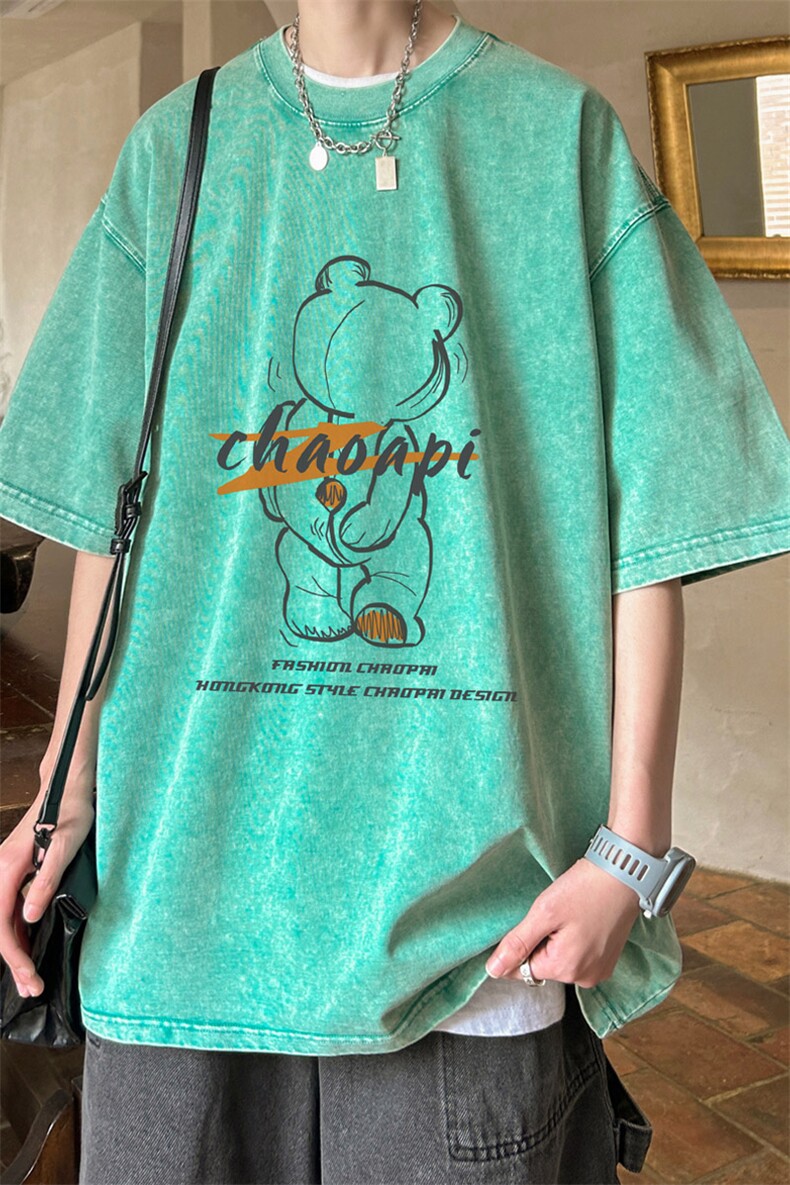 ！2024夏季新款情侣潮牌水洗短袖T恤男女半袖体恤XT118P35,男装T恤,电商B220